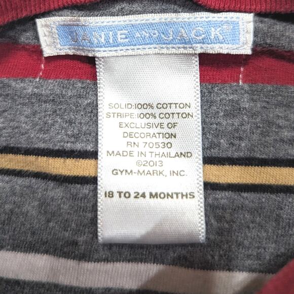 Janie and Jack Shirt Boys Size 18-24m Red Airplane Stripe Reversible Long Sleeve - Picture 7 of 8